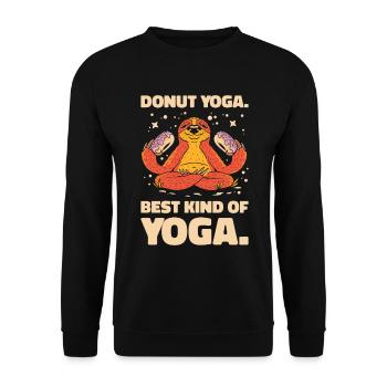 Donut Yoga Faultier Donut Faultier Liebhaber Yoga - Unisex Pullover - Schwarz - Vorne - Alina (178cm) & Michal (187cm)