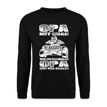 Opa Mit Quad Wie Ein Normaler Opa Nur Cooler - Unisex Pullover - Schwarz - Vorne - Alina (178cm) & Michal (187cm)