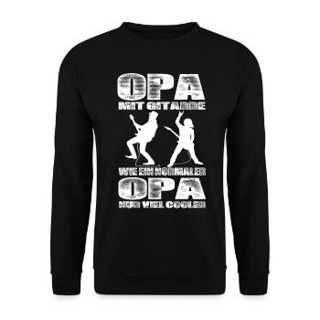 Opa Mit Gitarre Wie Ein Normaler Opa Nur Cooler - Unisex Pullover - Schwarz - Vorne - Alina (178cm) & Michal (187cm)