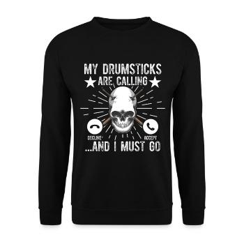 Mes baguettes appellent I Must Go - Funny Drum P - Sweat-shirt Unisexe - noir - Devant - Alina (178cm) & Michal (187cm)