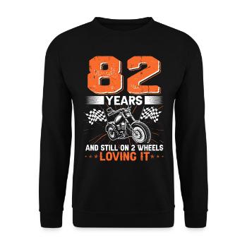 82 Years And Still On 2 Wheels 82th Birthday - Unisex Sweatshirt - black - Front - Alina (178cm) & Michal (187cm)