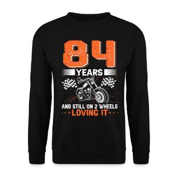 84 Years And Still On 2 Wheels 84th Birthday - Unisex Sweatshirt - black - Front - Alina (178cm) & Michal (187cm)