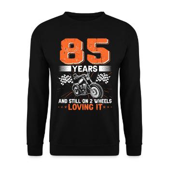 85 Years And Still On 2 Wheels 85th Birthday - Unisex Sweatshirt - black - Front - Alina (178cm) & Michal (187cm)