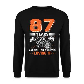 87 Years And Still On 2 Wheels 87th Birthday - Unisex Sweatshirt - black - Front - Alina (178cm) & Michal (187cm)