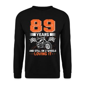 89 Years And Still On 2 Wheels 89th Birthday - Unisex Sweatshirt - black - Front - Alina (178cm) & Michal (187cm)