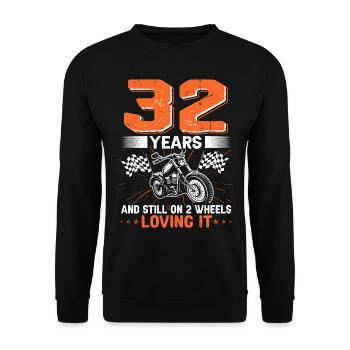 32 Years And Still On 2 Wheels 32th Birthday - Unisex Sweatshirt - black - Front - Alina (178cm) & Michal (187cm)