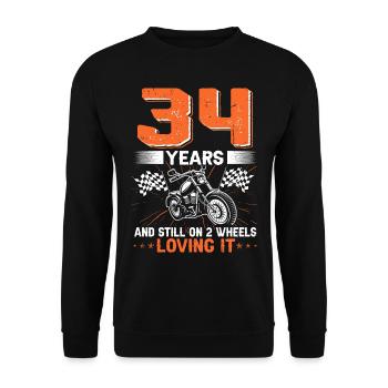 34 Years And Still On 2 Wheels 34th Birthday - Unisex Sweatshirt - black - Front - Alina (178cm) & Michal (187cm)