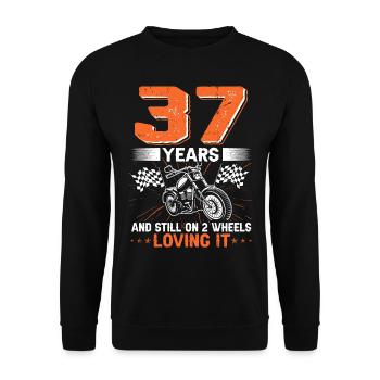 37 Years And Still On 2 Wheels 37th Birthday - Unisex Sweatshirt - black - Front - Alina (178cm) & Michal (187cm)