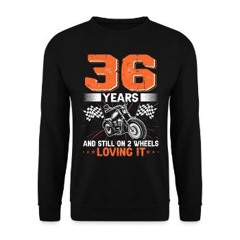 36 Years And Still On 2 Wheels 36th Birthday - Unisex Sweatshirt - black - Front - Alina (178cm) & Michal (187cm)