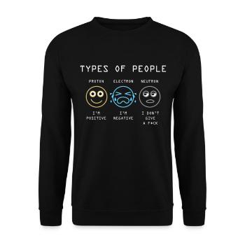 Elektron Neutron Physiker - Unisex Pullover - Schwarz - Vorne - Alina (178cm) & Michal (187cm)