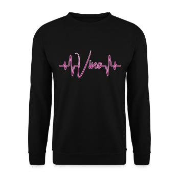Wein Vino Herzschlag - Unisex Pullover - Schwarz - Vorne - Alina (178cm) & Michal (187cm)