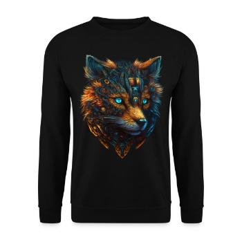 Fuchs Fantasie Blaue Augen Roboter Geschenk Tier - Unisex Pullover - Schwarz - Vorne - Alina (178cm) & Michal (187cm)