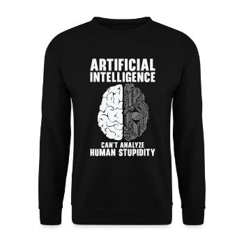 Künstliche Intelligenz Programmierer Gehirn - Unisex Pullover - Schwarz - Vorne - Alina (178cm) & Michal (187cm)