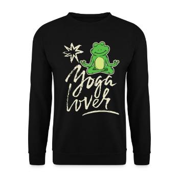 Lustiger Yoga Frosch, Spruch Yoga-Lover - Unisex Pullover - Schwarz - Vorne - Alina (178cm) & Michal (187cm)