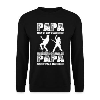 Papa Mit Gitarre Wie Ein Normaler Papa nur Cooler - Unisex Pullover - Schwarz - Vorne - Alina (178cm) & Michal (187cm)