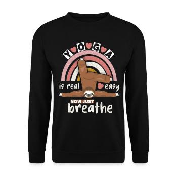 Funny Yoga Sloth, Yoga Sloth with Rainbow - Unisex Sweatshirt - black - Front - Alina (178cm) & Michal (187cm)