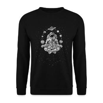 Yoga Astronaut Lover Zukunft - Unisex Pullover - Schwarz - Vorne - Alina (178cm) & Michal (187cm)