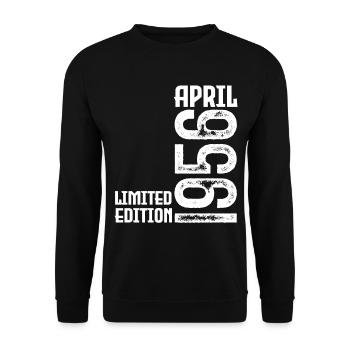 Cadeau Avril 1956. Anniversaire avril 1956. April. - Sweat-shirt Unisexe - noir - Devant - Alina (178cm) & Michal (187cm)