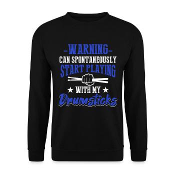 Warning Can Spontaneously Start Playing With My Dr - Unisex Pullover - Schwarz - Vorne - Alina (178cm) & Michal (187cm)