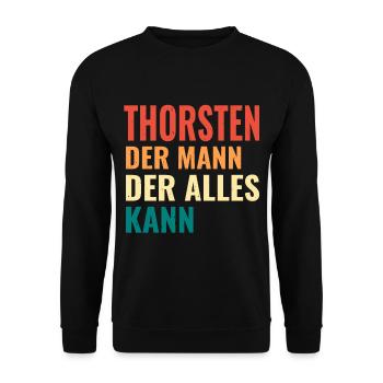 Thorsten Der Mann Der Alles Kann Vorname Thorsten - Unisex Pullover - Schwarz - Vorne - Alina (178cm) & Michal (187cm)