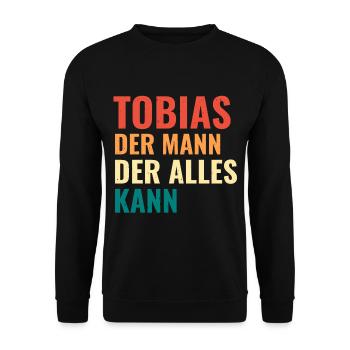 Tobias Der Mann Der Alles Kann Vorname Tobias - Unisex Pullover - Schwarz - Vorne - Alina (178cm) & Michal (187cm)