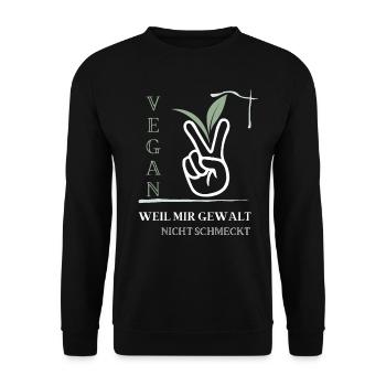Vegan, weil mir Gewalt nicht schmeckt - Unisex Pullover - Schwarz - Vorne - Alina (178cm) & Michal (187cm)