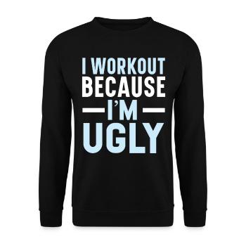Je m’entraîne parce que je suis moche Trainer Gym F - Sweat-shirt Unisexe - noir - Devant - Alina (178cm) & Michal (187cm)