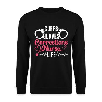 Correctional Nurse Nursing Correction Officer - Unisex Sweatshirt - black - Front - Alina (178cm) & Michal (187cm)