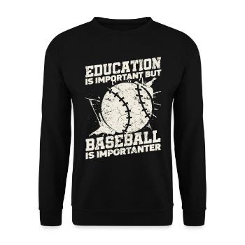 Bildung Ist Wichtig, Aber Sport Baseballer - Unisex Pullover - Schwarz - Vorne - Alina (178cm) & Michal (187cm)