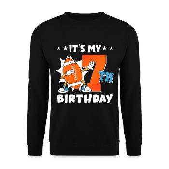Es Ist Mein 7. Geburtstag American Football - Unisex Pullover - Schwarz - Vorne - Alina (178cm) & Michal (187cm)