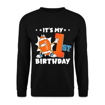 It's My 1st Birthday American Football - Unisex Sweatshirt - black - Front - Alina (178cm) & Michal (187cm)