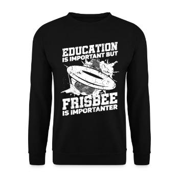 Bildung Ist Wichtig, Aber Sport Ultimate Frisbee - Unisex Pullover - Schwarz - Vorne - Alina (178cm) & Michal (187cm)