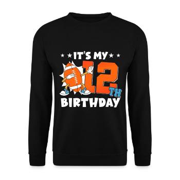 It's my 12th birthday American football - Unisex Sweatshirt - black - Front - Alina (178cm) & Michal (187cm)