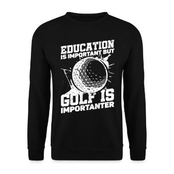 L’éducation est importante, mais le golf de balle et de club - Sweat-shirt Unisexe - noir - Devant - Alina (178cm) & Michal (187cm)