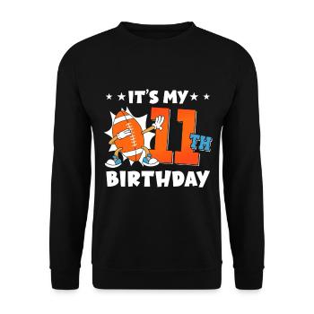 Es Ist Mein 11. Geburtstag American Football - Unisex Pullover - Schwarz - Vorne - Alina (178cm) & Michal (187cm)
