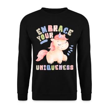 Licorne Kawaii, dicton, aquarelle licorne licorne - Sweat-shirt Unisexe - noir - Devant - Alina (178cm) & Michal (187cm)