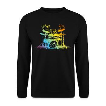 Drum Set Player Cats - Funny Drummer Cats - Unisex Sweatshirt - black - Front - Alina (178cm) & Michal (187cm)