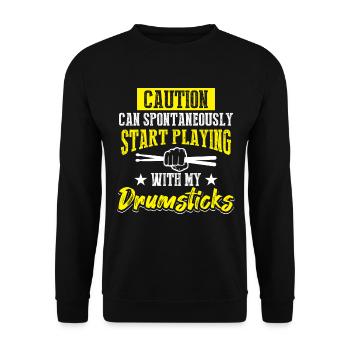 Caution Can Spontaneously Start Playing With My Dr - Unisex Pullover - Schwarz - Vorne - Alina (178cm) & Michal (187cm)