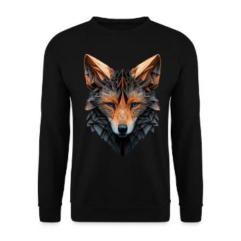Fuchs Polygon Tiergesicht Kunst Geschenk Tiere - Unisex Pullover - Schwarz - Vorne - Alina (178cm) & Michal (187cm)