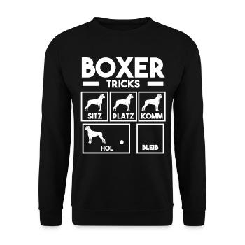 Hund Boxer - Unisex Pullover - Schwarz - Vorne - Alina (178cm) & Michal (187cm)