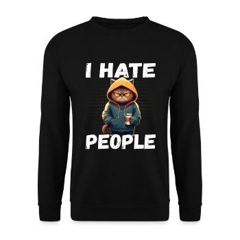 I Hate People - Coffee Cats Introverted - Unisex Sweatshirt - black - Front - Alina (178cm) & Michal (187cm)