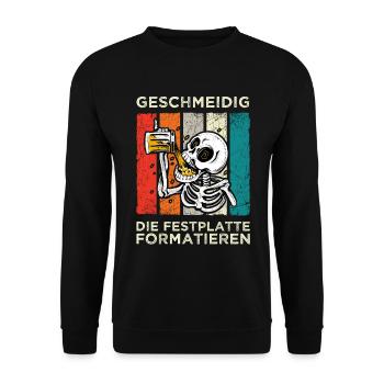 Geschmeidig Festplatte Formatieren Skelett Bier - Unisex Pullover - Schwarz - Vorne - Alina (178cm) & Michal (187cm)