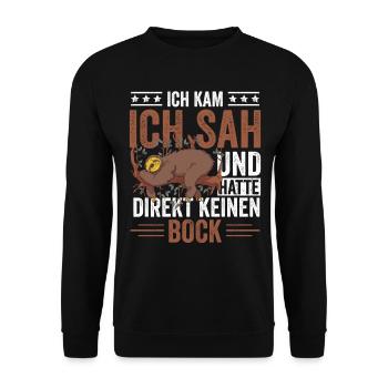 Ich Sah und hatte direkt keinen Bock - Unisex Pullover - Schwarz - Vorne - Alina (178cm) & Michal (187cm)