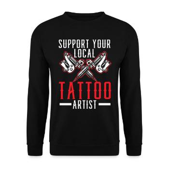 Unterstützen Sie Ihre lokalen Tattoo-Künstler Tatt - Unisex Pullover - Schwarz - Vorne - Alina (178cm) & Michal (187cm)