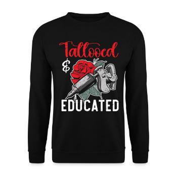 Tattooed And Educated Tattoo Artist Tattoo Tatto - Unisex Sweatshirt - black - Front - Alina (178cm) & Michal (187cm)