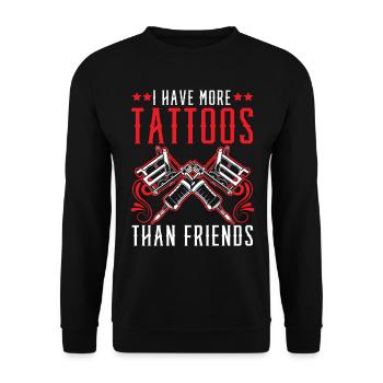 I have more tattoos than friends tattoo Tatt - Unisex Sweatshirt - black - Front - Alina (178cm) & Michal (187cm)