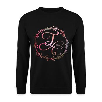 Monogram, letter T, calligraphy ornament - Unisex Sweatshirt - black - Front - Alina (178cm) & Michal (187cm)