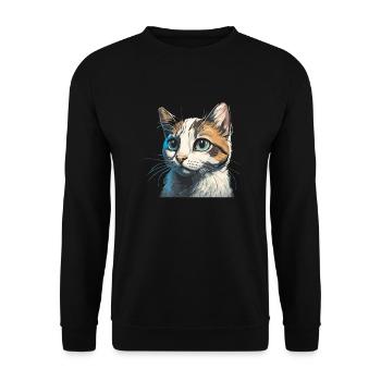 Dessin de chat mignon - Sweat-shirt Unisexe - noir - Devant - Alina (178cm) & Michal (187cm)