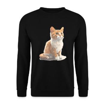 Dessin de chat mignon - Sweat-shirt Unisexe - noir - Devant - Alina (178cm) & Michal (187cm)