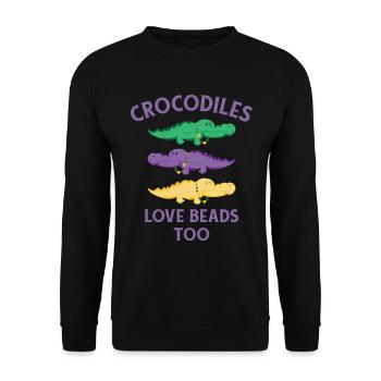 Mardi Gras Carnival Crocodile Beads Wildlife - Unisex Sweatshirt - black - Front - Alina (178cm) & Michal (187cm)